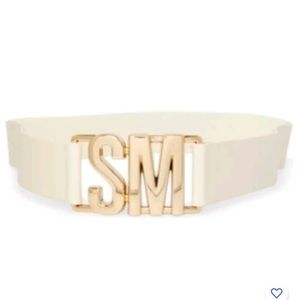 Steve Madden Cream Gold Metal Interlock Stretch Belt size M/L NEW